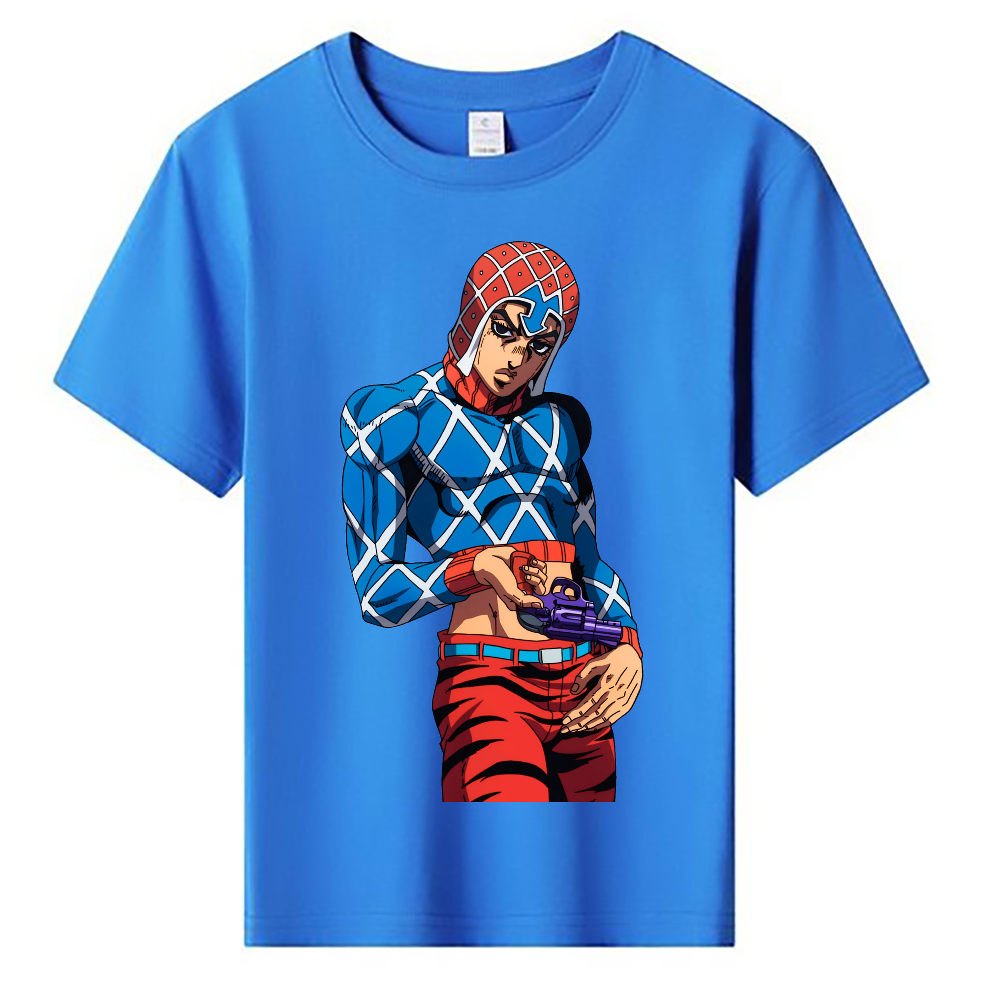 （画像用） ジョジョの奇妙な冒険 グイード?ミスタ JoJo's Bizarre Adventure Guido Mista 綿100％キッズTシャツ（フロントプリント）